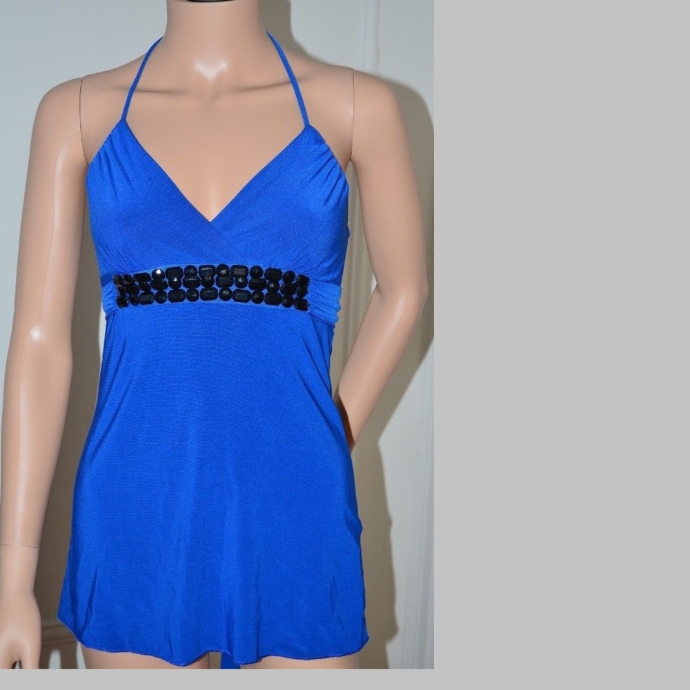 Charlotte Russe Blue Halter Top Blouse Small S